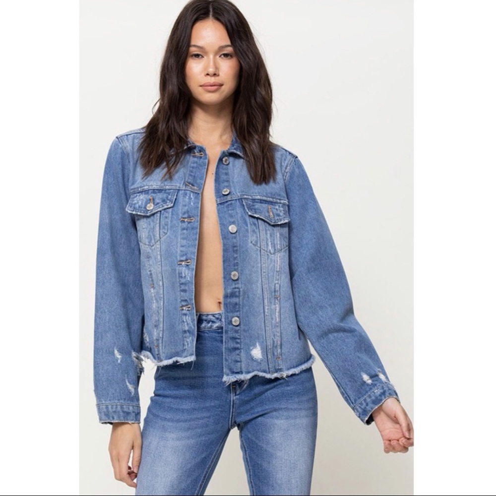 Vervet /New  NIGHT RIDER • POCKETED DISTRESSED DENIM JACKET - Picture 9 of 16